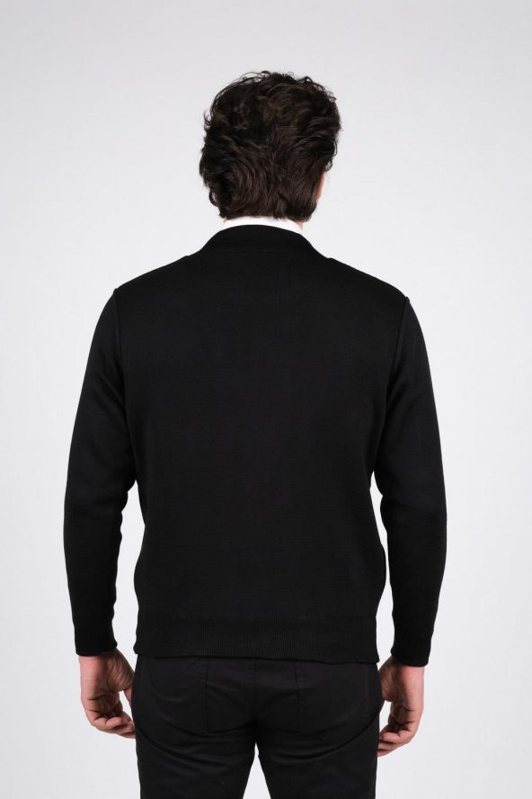 Çizgi Triko Erkek Hakim Yaka Astarlı Triko Mont Fermuarlı Desenli Kol Ve Bel Lastikli Çelik Örgü - 10