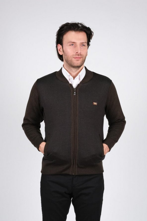 Çizgi Triko Erkek Hakim Yaka Astarlı Triko Mont Fermuarlı Desenli Kol Ve Bel Lastikli Çelik Örgü - 12