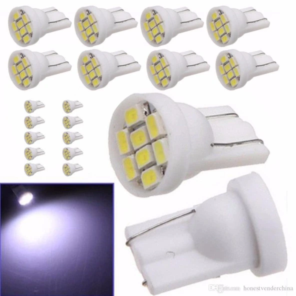 Yeni Nesil 8 Led Dipsiz T10 6000K Beyaz Park Tavan Plaka Ampulü - 2