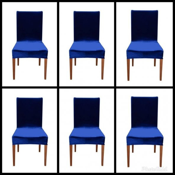 Kampanya 6 lı Set Sandalye Kılıfı Kadife Saks Mavisi