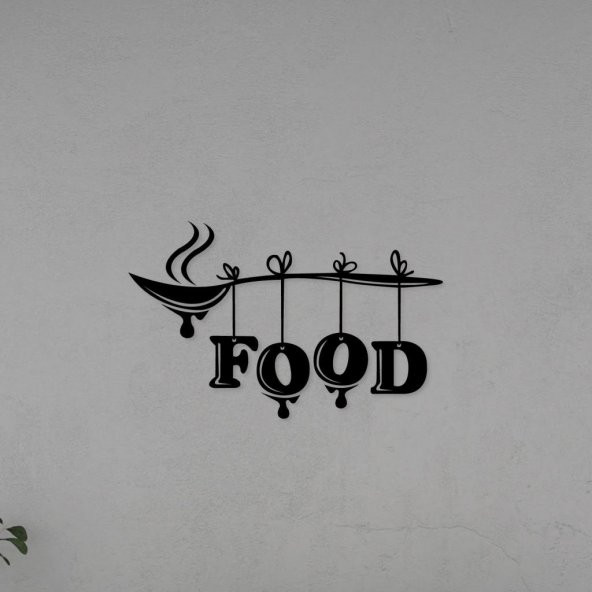 Mutfak Yazısı Food Ahşap Dekoratif Duvar Süsü - 2