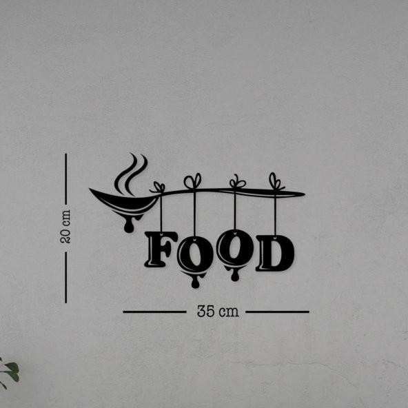 Mutfak Yazısı Food Ahşap Dekoratif Duvar Süsü - 3