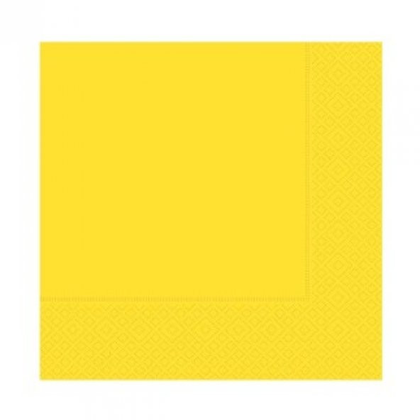 Peçete Düz Desenli Sarı Pk:20 Kl:150