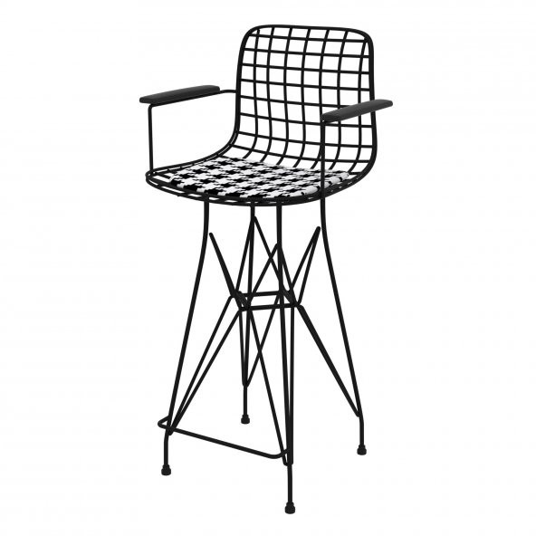 Knsz orta boy tel bar sandalyesi 1 li mağrur syhkono kolçaklı 65 cm oturma yüksekliği mutfak bahçe cafe ofis