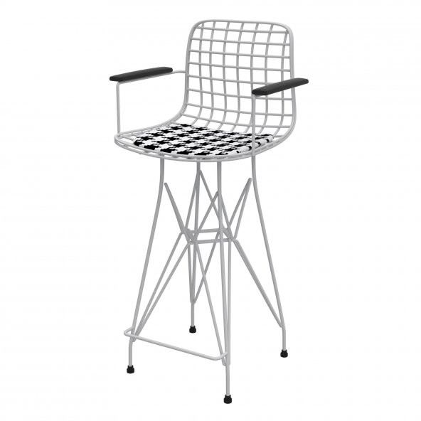 Knsz orta boy tel bar sandalyesi 1 li mağrur byzkono kolçaklı 65 cm oturma yüksekliği mutfak bahçe cafe ofis