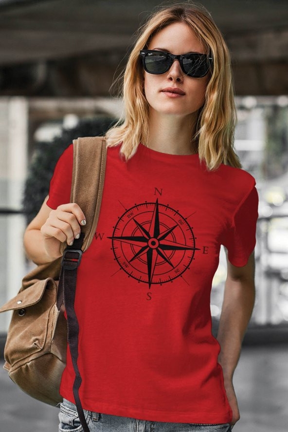 Pusula Kırmızı Outdoor Kadın Tshirt - Tişört