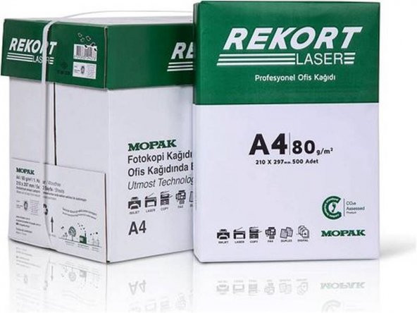 Mopak Rekort A4 80 gr 1 Koli 5x500 Yaprak Fotokopi Kağıdı