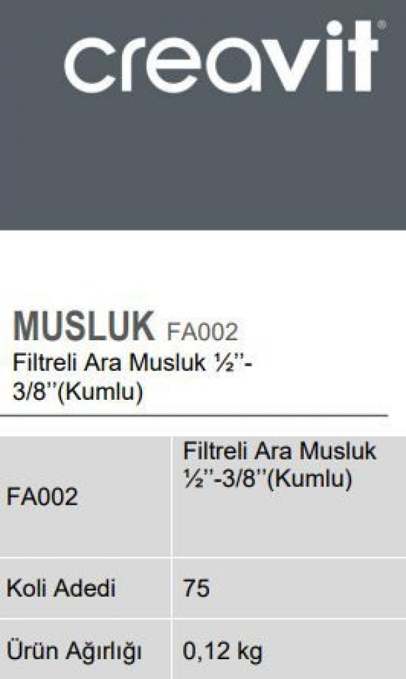 Creavit FA002 Filtreli Ara Musluk Kumlu İkili - 2