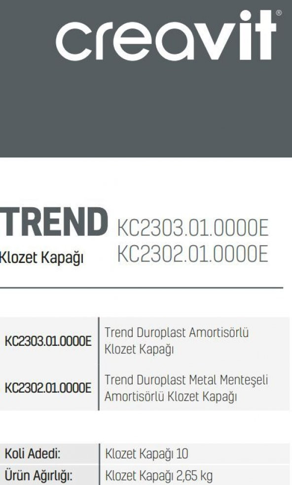 Creavit TP324 Trend Asma Klozet + Trend Duroplast Yavaş Kapanan Klozet Kapağı - 6