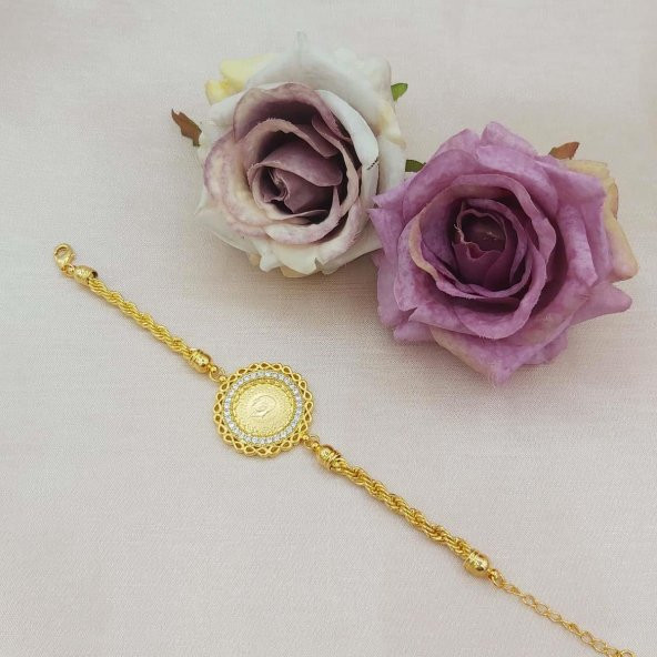 Altın Kaplama Çeyrek Altınlı Zirkon Taşlı Kadın Bileklik - 2