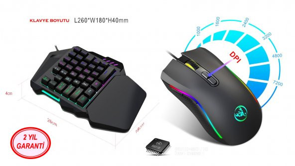 Layftech V100+A869 Gaming Tek El Klavye,7200 DPI Oyuncu Mouse set