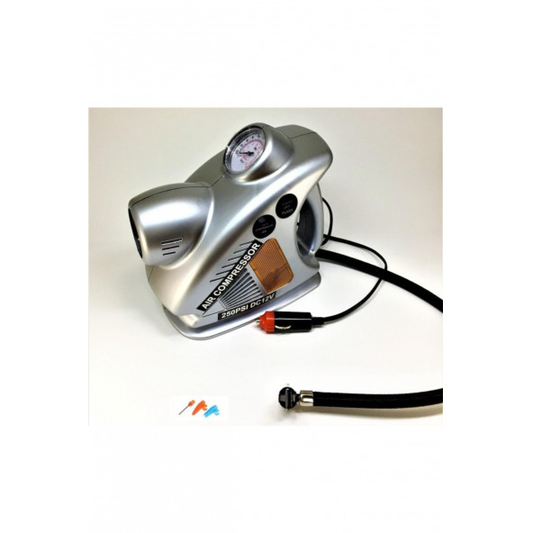 250 PSI IŞIKLI ÇAKMAKLIK GİRİŞLİ KÜÇÜK HAVA KOMPRESÖRÜ ARAÇ ARABA OTOMOBİL OTO ÇAKMAKLIKLI MİNİ LASTİK HAVA POMPASI - 2