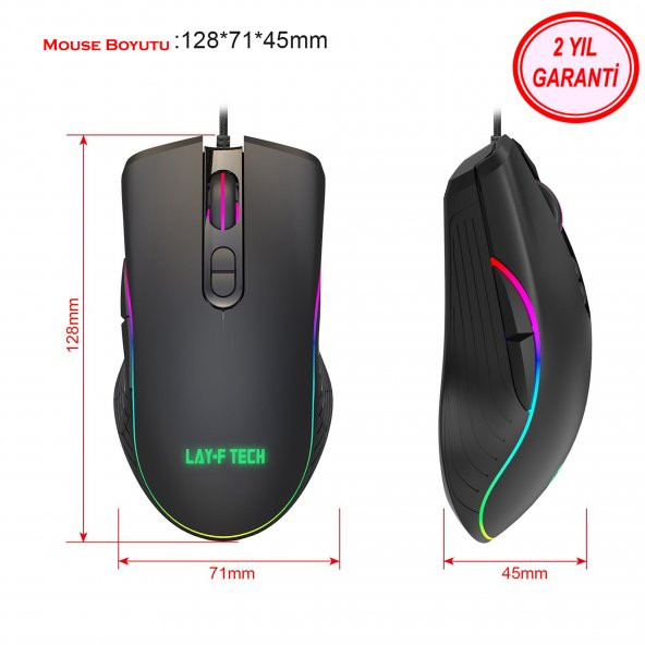 Layftech A867 Pro Gaming Mouse,6400 DPI,7 Düğmeli Oyuncu Mouse opt