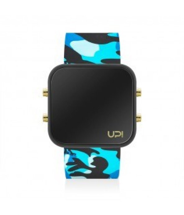 UPWATCH LED GOLD BLACK AND BLUE CAMOUFLAGE STRAP UNİSEX KOL SAATİ