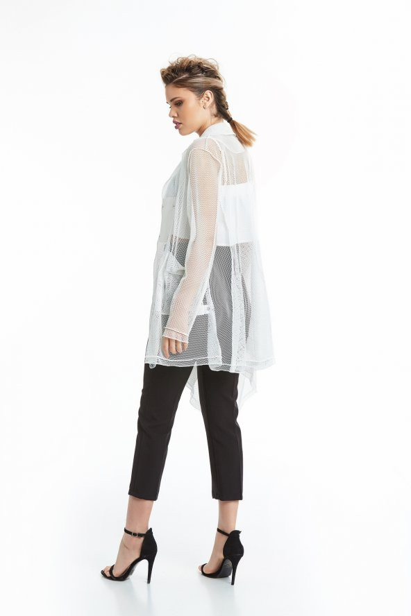 Uzun Kol File Ceket Ekru 20Y37015-16 - 3