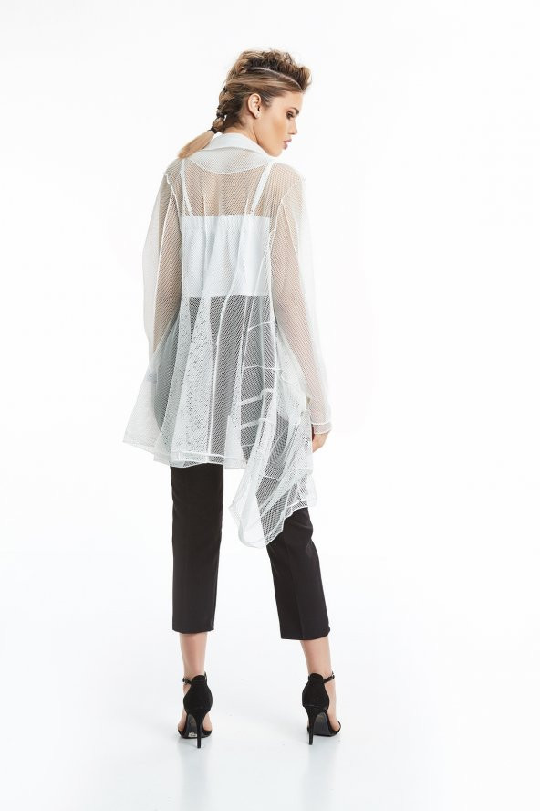 Uzun Kol File Ceket Ekru 20Y37015-16 - 4