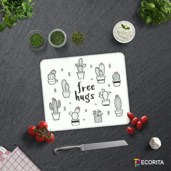 DECORITA Cam Kesme Tahtası- Free Hugs - 2