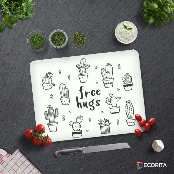 DECORITA Cam Kesme Tahtası- Free Hugs - 3