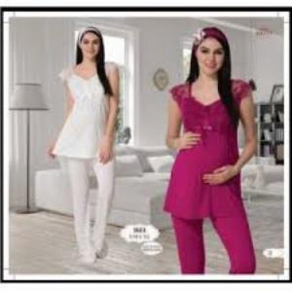 MECİT 1613 Hamile Lohusa ASILI DANTELLİ LOHUSA PİJAMASI - 2