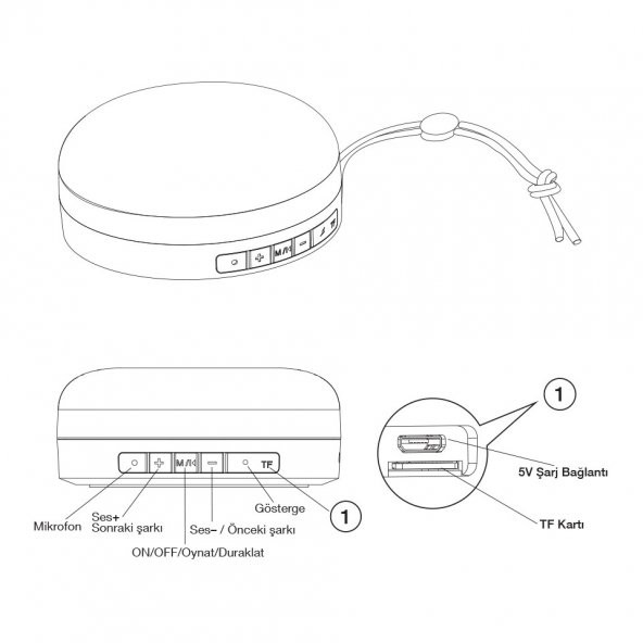 FRISBY FS-190BT-G Bluetooth / Micro SD Gümüş 10W Mikrofonlu Hoparlör - 3