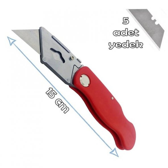 Fixman Katlanır Halı Maket Bıçağı Falçata + 5 Yedek Bıçak