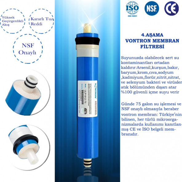 Su Arıtma Cihazı Yüksek Akış Membran (Ana Filtre) NSF Onaylı - 3