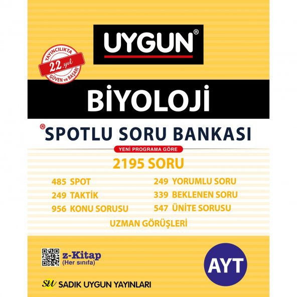 Sadık Uygun Yayınları AYT Spotlu Soru Bankası Biyoloji