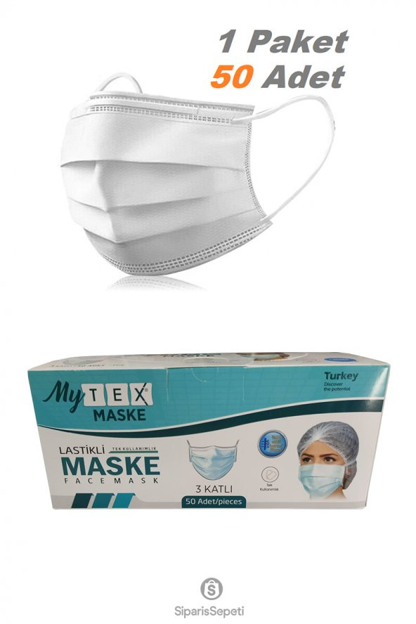 Cerrahi Maske - 3 Katlı - Burun Telli 50 Adet Maske