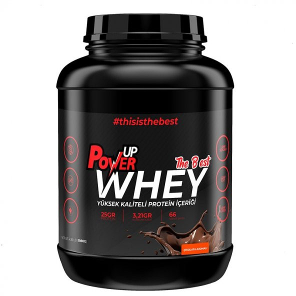 PowerUP Nutrition TheBest Whey Protein Tozu 1980 Gr+Shaker Ve 2 Adet Tek Kullanımlık Whey Protein - 1