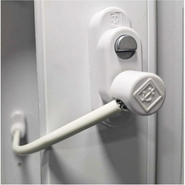 Penkid Düğmeli Çelik Halatlı Pvc Pencere Emniyet Kilidi Beyaz - 2