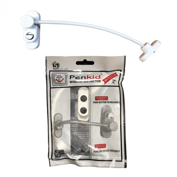 Penkid Düğmeli Çelik Halatlı Pvc Pencere Emniyet Kilidi Beyaz - 4