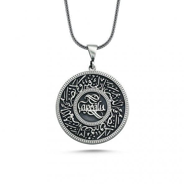 Kişiye Özel Arapça Kaligrafi Sanatlı Gümüş Kolye