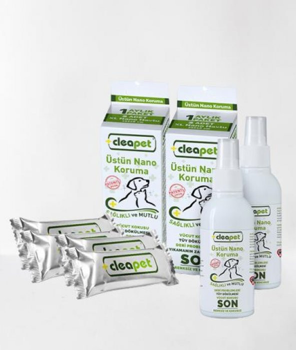 Cleapet Yoğun Sağlık Paketi 2 Kutu Havlu+2Adet Nano Sprey 150mlx2