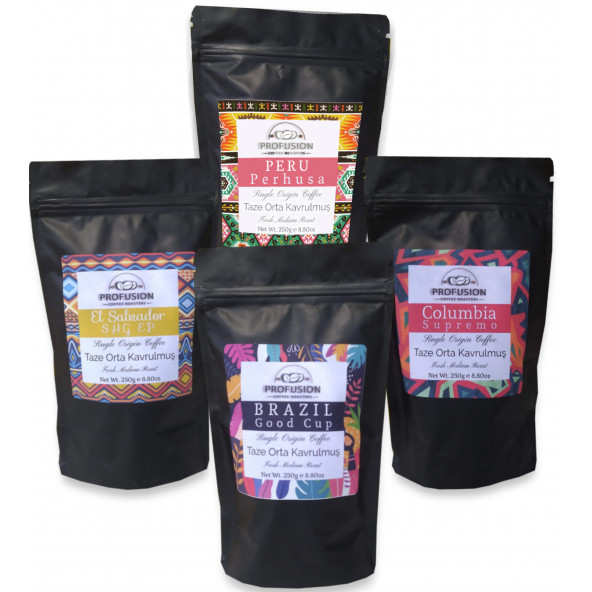 ProFusion Coffee Güney Ve Orta Amerika Tanıtım Taze Orta Kavrulmuş Kahve 4 x 250g Paketler