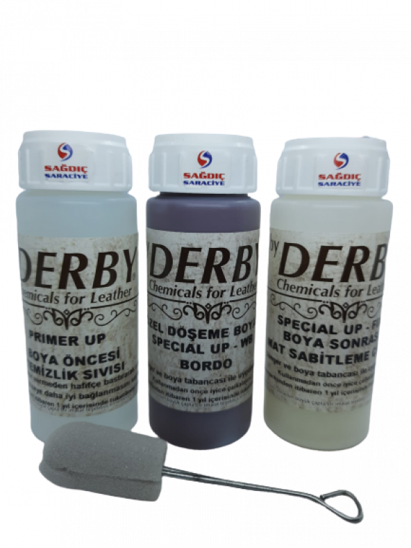 3'Lü Derby Bordo Deri Oto Direksiyon Döşeme Boyama Seti