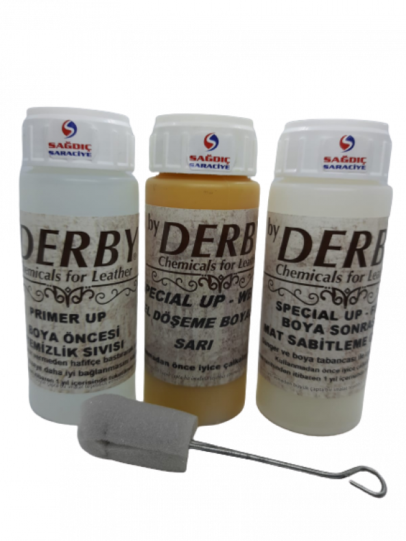 3'Lü Derby Sarı Deri Oto Direksiyon Döşeme Boyama Seti