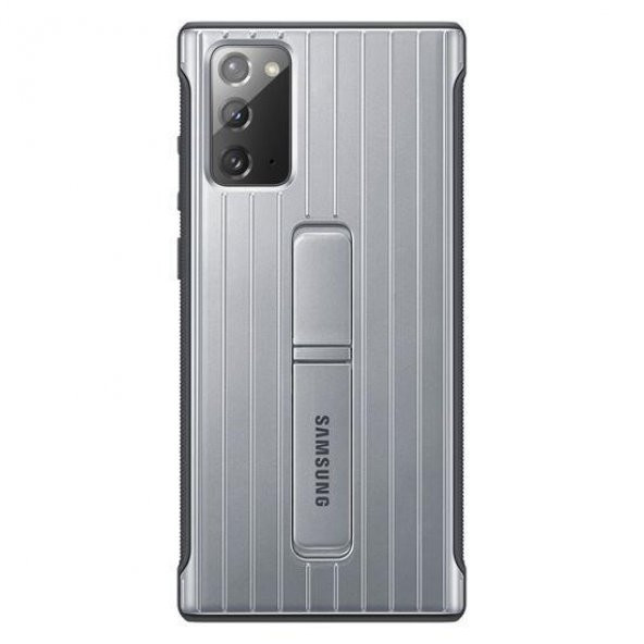 Samsung Galaxy Note20 Standlı Koruyucu Kılıf - Gümüş Gri