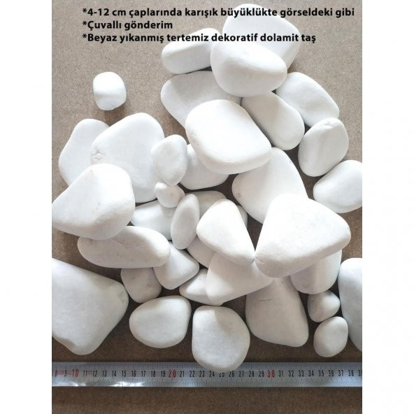 Dolomit Taşı 25 kg 4-12 cm Dolamit Taş Çakıl Taşı Dere Taşı Bahçe - 1