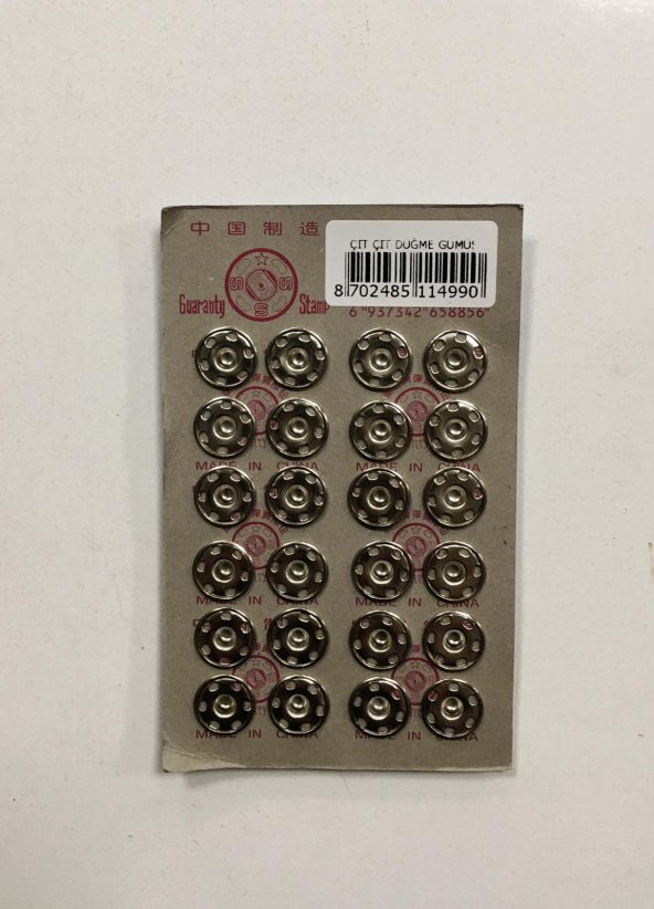 ÇIT ÇIT DÜĞME GÜMÜŞ 1,5CM X 24 ADET