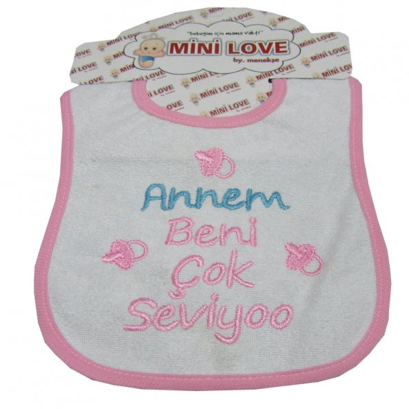 PAMUKLU KIZ BEBEK PEMBE SALYA MAMA ÖNLÜĞÜ  YAZILI MAMA ÖNLÜĞÜ
