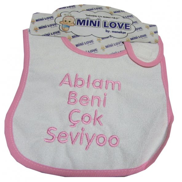PAMUKLU KIZ BEBEK PEMBE SALYA MAMA ÖNLÜĞÜ  YAZILI MAMA ÖNLÜĞÜ - 4