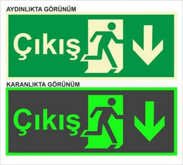 LÜMEN FOLYOLU ACİL ÇIKIŞ AŞAĞI OK 44 cm x 18 cm Dekota