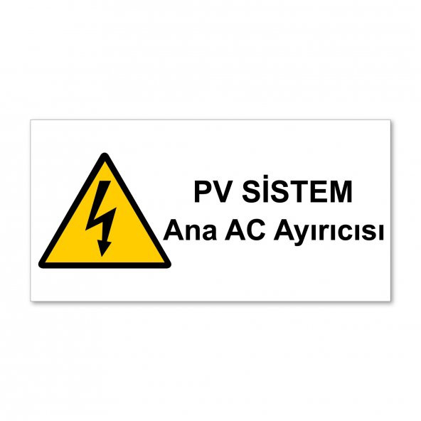 PV sistem Ana AC ayırıcısı 40 cm x 20 cm Sticker