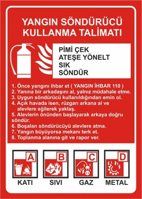 YANGIN SÖNDÜRÜCÜ KULLANMA TALİMATI  25 cm x 35 cm Dekota - 1