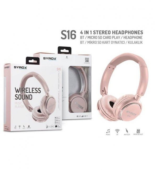 Syrox Kablosuz Bluetooth Kulaküstü Kulaklık Hafıza Kartı Girişli S16 - 2