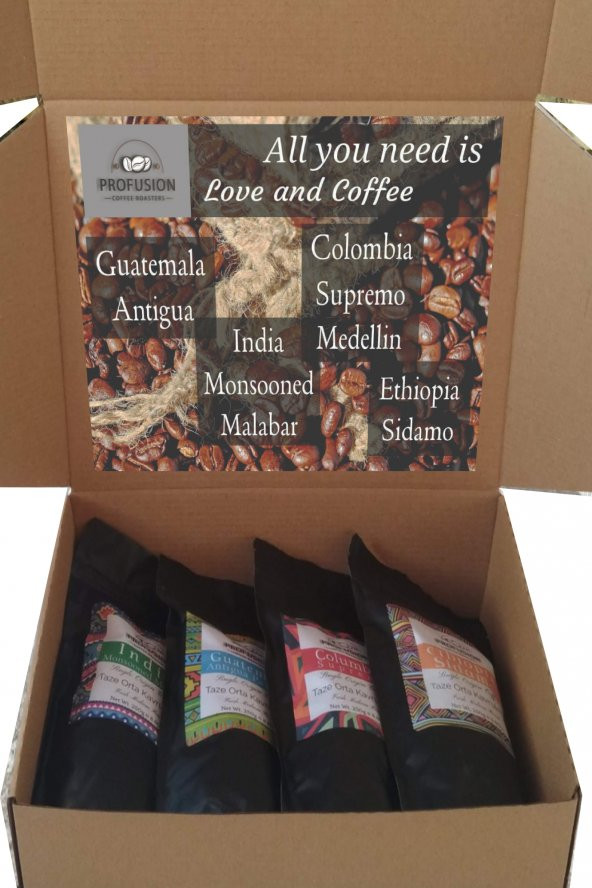 Profusion Coffee Genesis Tanitim Kahve Hediye Kutusu Kahve 4 x 250 G Paketler