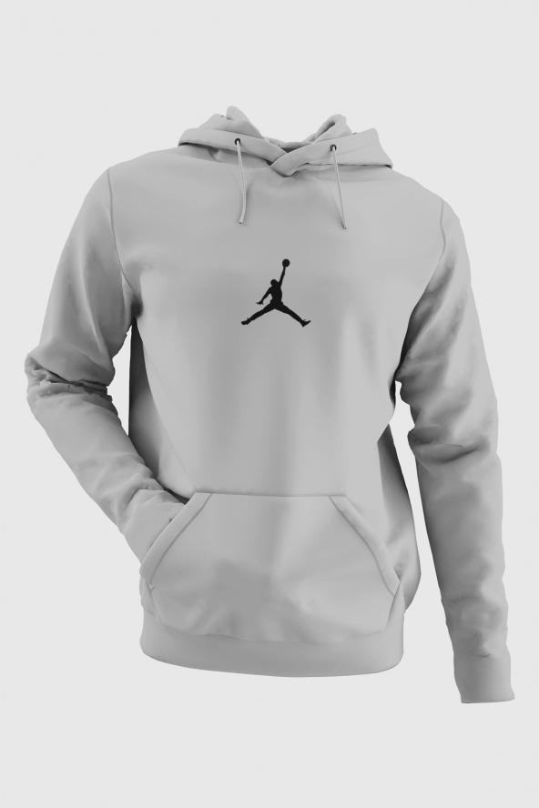 Air Jordan 05 Gri NBA Erkek Kapşonlu Sweatshirt - Hoodie