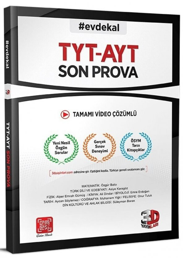 3D Yayınları TYT AYT Son Prova Denemesi Tamamı Video Çözümlü