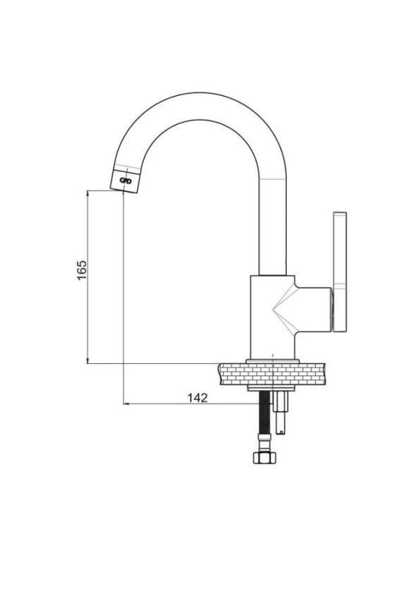 Gpd Gildo MTL165-K-S Tek Gövde Lavabo Bataryası Siyah - Krom - 2