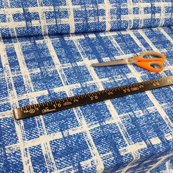 Su İtici Ekose Kot Desenli Fon Perde Döşemelik Kumaş